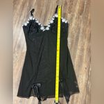 Donna Loren Gold Label Black Sheer Floral Lace Slip Bow Cami Medium Coquette Y2K Photo 5