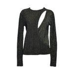 Michelle Mason Asymmetrical Cut-Out Wool-Blend Sweater, Metallic Black, Medium Photo 5