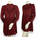 ZARA  Dress Animal Print Ruffle Red‎ Black Leopard Mini Long Sleeves Mini Medium Photo 5