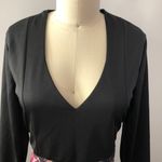 Cute V Neck Mini Dress Black Photo 3