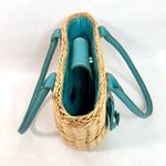 Caribbean Joe Straw Wicker Bag with Turquoise Leather Accents Photo 5