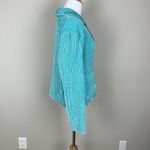 Rhonda Stark Jacket Womens Medium Textured Crinkle Button Front Cardigan Blazer Blue Photo 5