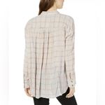 Free People  Break My Stride Pink Windowpane Plaid Metallic Button Down Shirt Photo 12