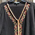 Blue Island Black embroidered beach swim coverup L Photo 1