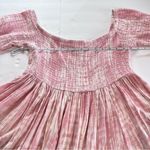Torrid  Pink Tie Dye Off Shoulder Smocked Challis ‎ Bell Sleeve Dress Size 1X Photo 5