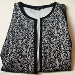 Preston & York  Women's M Black White Lace Open Front Jacket Chiccore Classic Photo 3