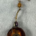 Vintage Boho Copper Amber Glass Teardrop Pierced Spiral Earrings Set Fall Colors Brown Photo 15