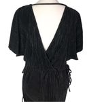 ASTR The Label Black Plisse Side Tie V-neck Short Sleeve Wide Leg Jumpsuit Photo 4