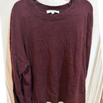 Loft  Women's‎ XL Burgundy Crew Neck Long Sleeve Knit Sweater Casual Pullover Photo 0