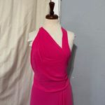 Halston Heritage $395 HALSTON Asymmetric Draped Gown Azalea Pink Halter Neck Tie Back Size 8 Prom Photo 4