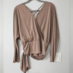 Buckle Top, Surplice Side Tie Top WILLOW & ROOT Size, XL Brown Photo 6