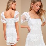 Free People Be Your Baby Lace Puff Sleeve Babydoll Mini Dress Boho Cottage White Photo 3