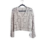 NWT Commense Cream Ivory Floral Crochet Cropped Cardigan Size Small Photo 9