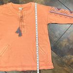Tru Luxe Jeans Peach Long Sleeve Embroidered Top XL Orange Photo 8