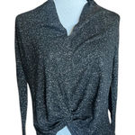 Sanctuary Womens Sancutary Shimmer Glitter Holiday Split Neck Knot Front Top Blouse  Sz L Photo 0