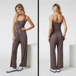 Vuori  Pose Henley Jumpsuit Chocolate Large -LKNEW No Flaws Ribbed Wide Leg Photo 1