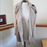 EXPRESS short Beige Double-Breasted Trench Coat Photo 7
