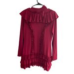 cupio  Women's Ruffle Cardigan Sweater Red Size M Photo 3