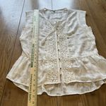 Daniel Rainn Size Small White Semi-Sheer Tunic Sleeveless Top Lace Crocheted Photo 4