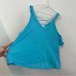 Venus  Strappy Detail V-Neck Top Turquoise Blue Cold Shoulder Short Sleeve Boho Photo 8