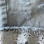 Free People SZ W 25 Jean Shorts Crochet Lace Hems Zip-Fly Distressed Light Wash Photo 4