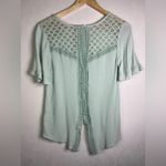 Blu Pepper  Womens Mint Green Lace Boho Blouse Ruffle Sleeve Romantic Top M Photo 5