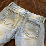 indigo. Rain Crop Women's Medium Wash Ripped Distressed Denim Jeans Photo 2