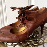 Devi Kroell Italian Leather Mary Jane Heels Brown Size 7 Photo 0
