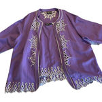 Bob Mackie Wearable Art Women's 2X Linen Blend Purple 2 pc Jacket & Tank Cutouts Photo 0