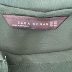 ZARA  WomenPleated Ruffle‎ Top XS Forest Green Sheer Button Up Fairy Whimsy Boho Photo 1