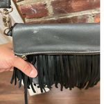GG BOSS Boho Fringe Leather Crossbody Bag Black Grey Gray Photo 4