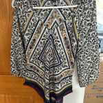Heart soul  Geometric Print Blouse in Black, Cream, and Blue Photo 0