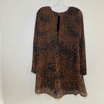 ZARA TRF Collection Dress Leopard Print Pleated Long Sleeve Mini Brown L bold Photo 6