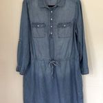 Gloria Vanderbilt Ashleigh Chambray Blue Long Sleeve Tunic Shirt Dress ~ Size M Photo 0