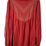 Torrid Washable Crinkle Gauze Relaxed Embroidered Blouse Baked Apple 2 2X 18-20 Photo 0