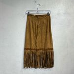 Yagi USA Tan Faux Suede Fringe Midi Skirt Sz M Size M Photo 7