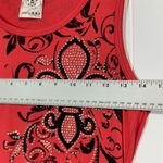 Vocal Red Fleur-de-Lis Rhinestone Tank Dress Tunic M Made USA Boho Western Biker Photo 2