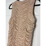Marina Nude Beige Sleeveless Ruched Smocked Stretch Bodycon Mini Dress Size XL Tan Photo 4