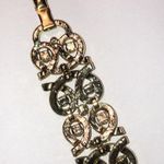 Vintage Gold Tone Amber Smoky CZ Rhinestones Chunky Retro Boho Bracelet Photo 5