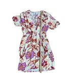 Mango  Vestido Flora Women's Floral Wrap Dress Sz 2 Off White Pink Photo 4