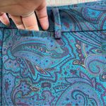 Talbots Womens Pants Hampshire Teal Blue Paisley Print Mid Rise Size 4 Photo 6