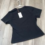 Quince  Fitted Tshirt organic cotton stretch jersey crop womens Black (large) Photo 3