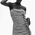 ZARA  Silver Sequin All Over Mini Dress Strapless Limited Edition Size Large L Photo 12