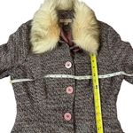 Tommy Hilfiger Tommy Jeans Vintage Y2K Wool Blenx Tweed Coat Faux Fur Collar Pink Purple Large Photo 7