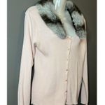 Kikit Sweater Womens Medium Faux Fur Collar Button Cardigan Removable Vintage St Pink Photo 1