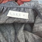 Lake Milly Linen Midi Dress Navy Blue Off Shoulder Long Puff Sleeve Pockets Size XS Photo 4