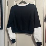 True Religion 💙 NWT  Black Colorblock Logo Shrunken Sweatshirt Photo 3