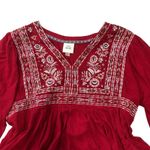 Knox Rose Wine Red Boho Babydoll Blouse Long Balloon Sleeve XL V-Neck High Low Photo 1