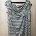 Suzanne Betro Weekend Women's Short Sleeve Cowl Neck Tunic Top Gray Stripe Sz 2X Photo 0