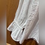 ZARA  Oyster White Pearl Lapel Tie Collar Ruffled Cuffs Button Down‎ Blouse XS Photo 9